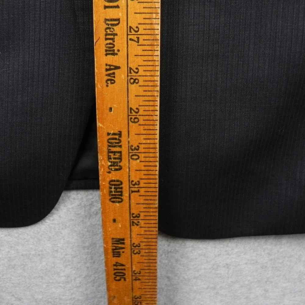 Marc Anthony Suit Jacket Mens 40L Black Pinstripe 100% Wool 2 Button Blazer Coat